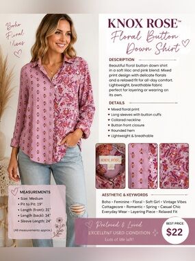 Knox Rose Pink Mixed-Print Button-Down Shirt